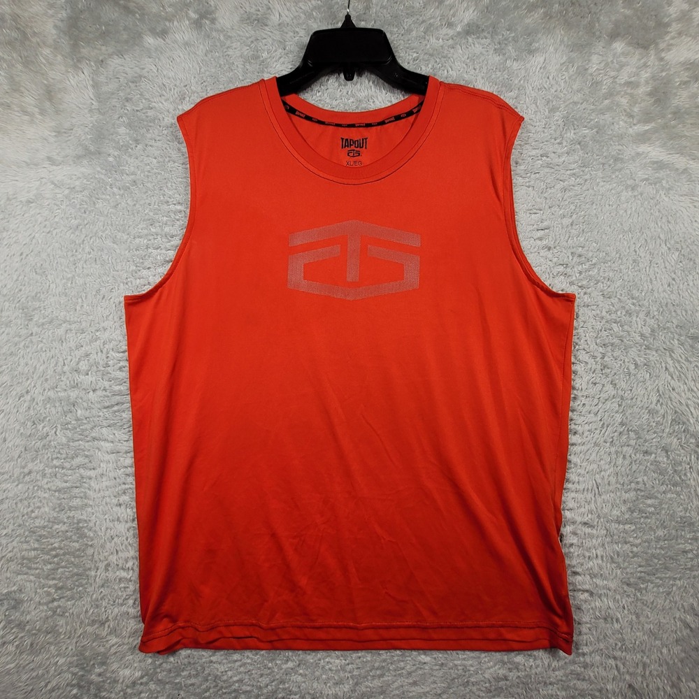 Tapout Muscle Tank Mens XL Red Orange Sleeveless Logo‎ Graphic Performance Tee